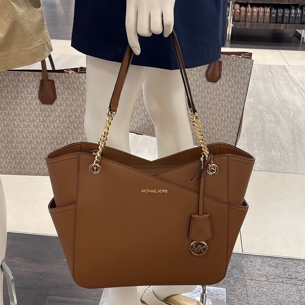 Michael Kors Jet Set Travel Large Chained Tote Shoulder Bag MK Luggage   NWT